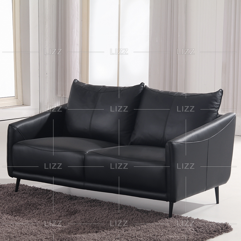 Divano quadrato nero da soggiorno con schienale alto