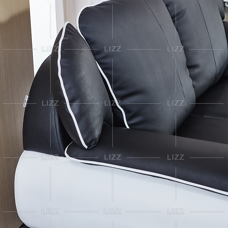Divano americano contemporaneo in pelle bianco e nero