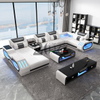 Divano componibile a led in pelle a forma di U con supporto TV