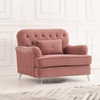 Divano da salotto classico piccolo rosa con sgabello