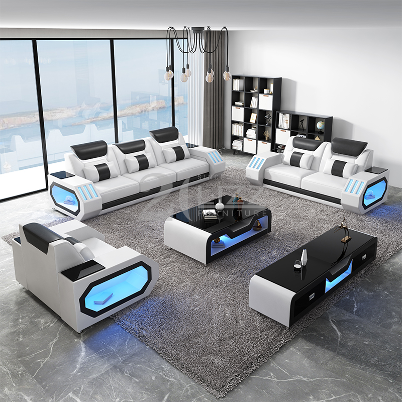 Home Divano Componibile Led in Pelle per Soggiorno