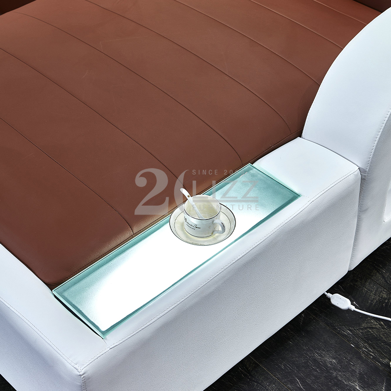 Mobili da soggiorno Divano componibile a led in pelle con poggiatesta regolabile